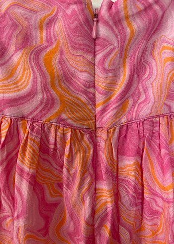 Kız Çocuk Pembe Fırfırlı Batik Elbise - Görsel 8