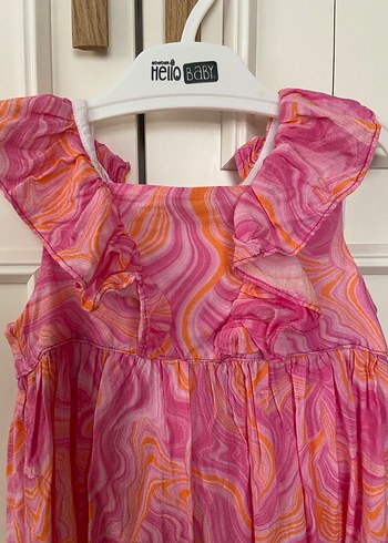 Kız Çocuk Pembe Fırfırlı Batik Elbise - Görsel 6