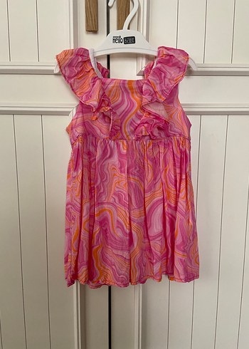 Kız Çocuk Pembe Fırfırlı Batik Elbise - Görsel 10