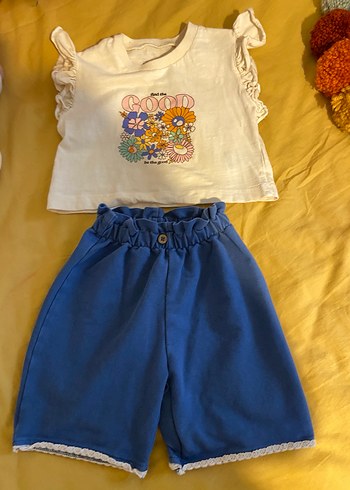 Mavi Fırfırlı Kız Bebek Takımı - Görsel 6