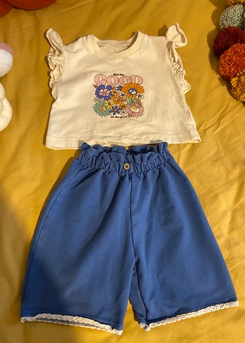 Mavi Fırfırlı Kız Bebek Takımı - Görsel 8