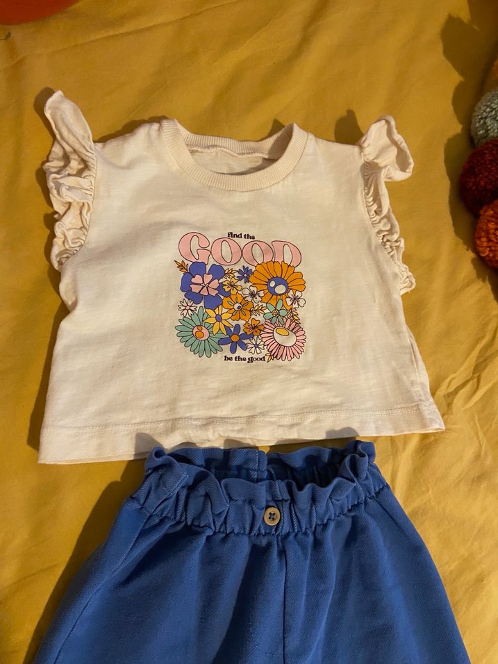 Mavi Fırfırlı Kız Bebek Takımı - Görsel 4