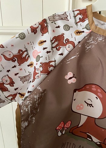 Kahverengi Baskılı Uzun Kollu Bebek Önlüğü - Görsel 4