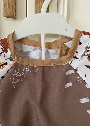 Kahverengi Baskılı Uzun Kollu Bebek Önlüğü - Görsel 9