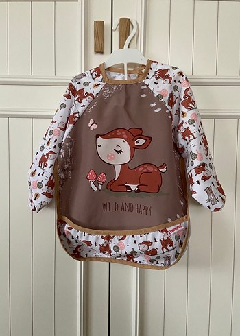 Kahverengi Baskılı Uzun Kollu Bebek Önlüğü - Görsel 8