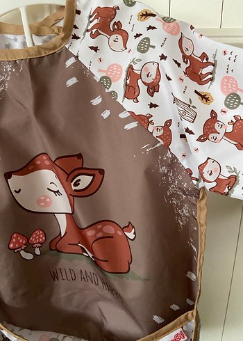 Kahverengi Baskılı Uzun Kollu Bebek Önlüğü - Görsel 5