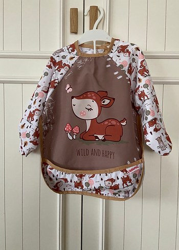 Kahverengi Baskılı Uzun Kollu Bebek Önlüğü - Görsel 2