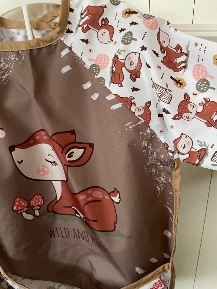 Kahverengi Baskılı Uzun Kollu Bebek Önlüğü - Görsel 5