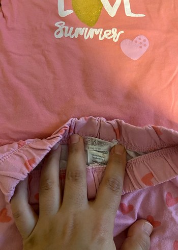 Kalp Detaylı Pembe Kız Bebek Takım - Görsel 2