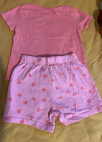 Kalp Detaylı Pembe Kız Bebek Takım - Görsel 9