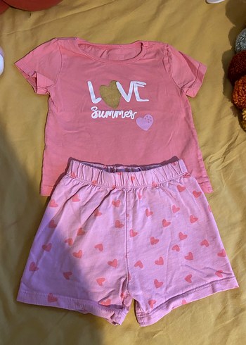 Kalp Detaylı Pembe Kız Bebek Takım - Görsel 7