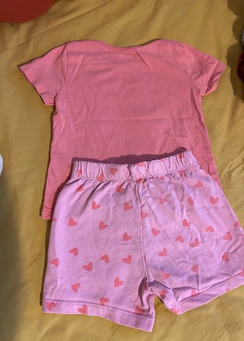 Kalp Detaylı Pembe Kız Bebek Takım - Görsel 5