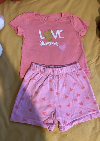 Kalp Detaylı Pembe Kız Bebek Takım - Görsel 6