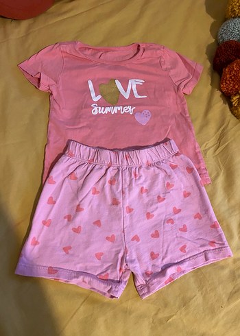 Kalp Detaylı Pembe Kız Bebek Takım - Görsel 3