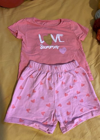 Kalp Detaylı Pembe Kız Bebek Takım - Görsel 4