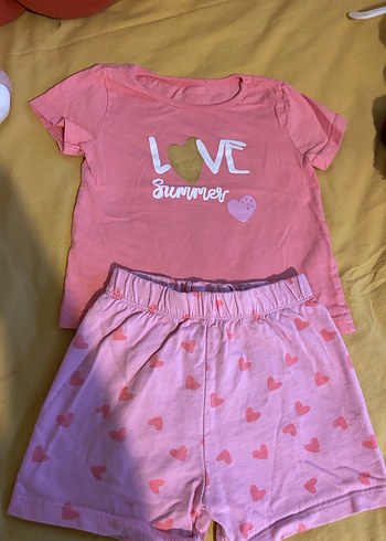 Kalp Detaylı Pembe Kız Bebek Takım - Görsel 8