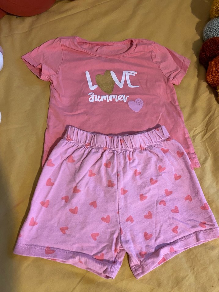 Kalp Detaylı Pembe Kız Bebek Takım - Görsel 4