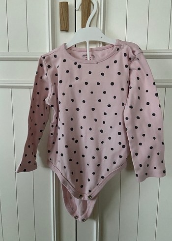 Puantiyeli Pembe Uzun Kollu Bebek Body - Görsel 9