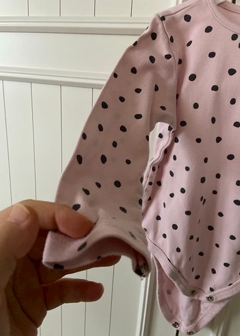 Puantiyeli Pembe Uzun Kollu Bebek Body - Görsel 7