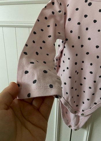 Puantiyeli Pembe Uzun Kollu Bebek Body - Görsel 5