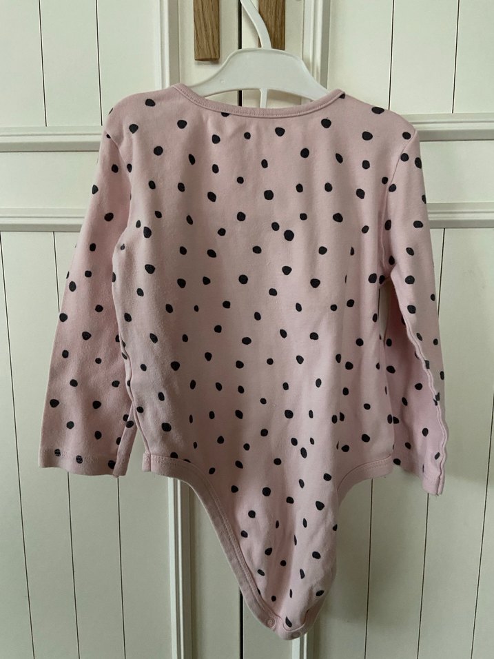 Puantiyeli Pembe Uzun Kollu Bebek Body - Görsel 2
