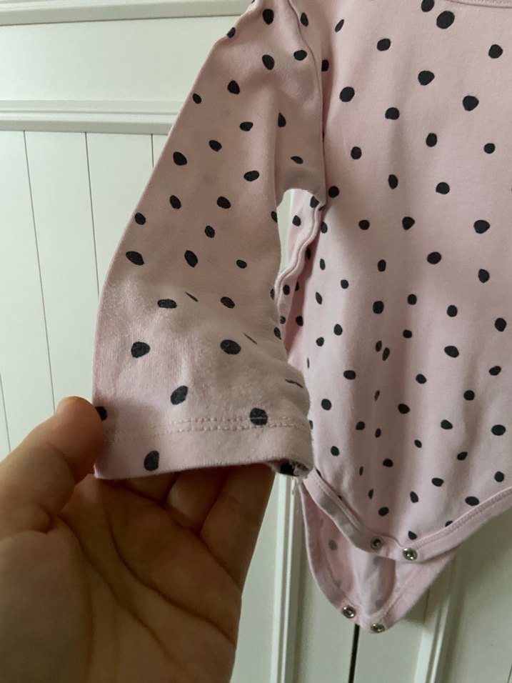 Puantiyeli Pembe Uzun Kollu Bebek Body - Görsel 5