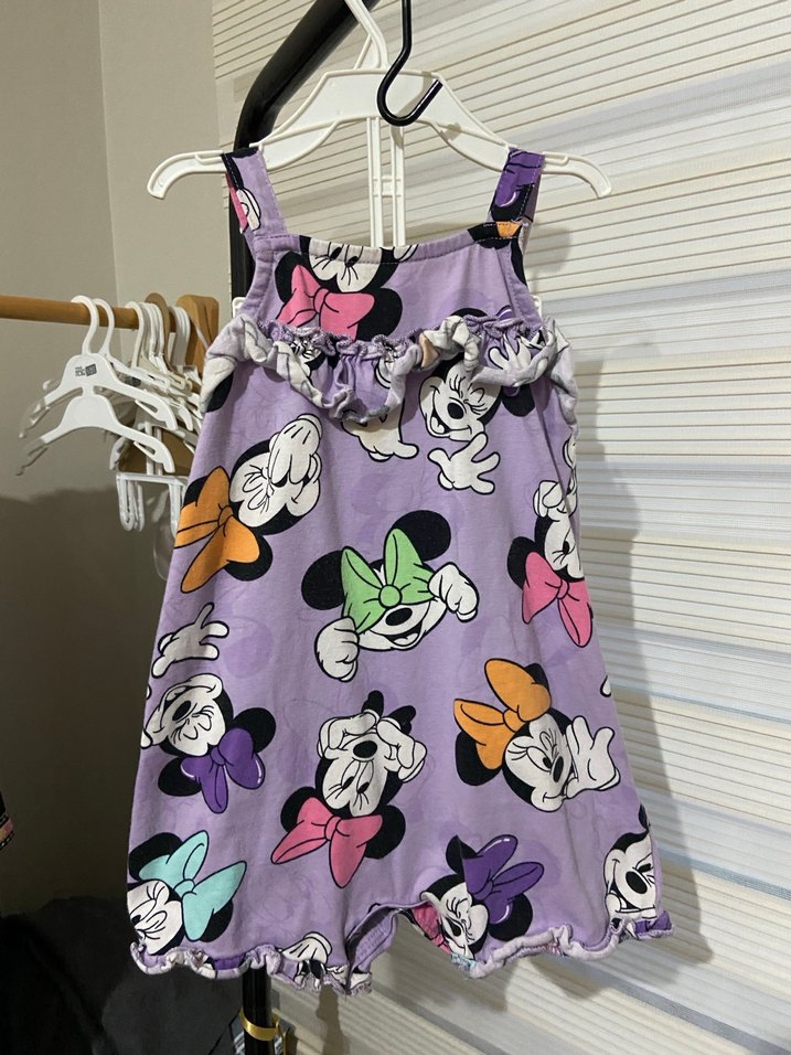 Kız Çocuk Mor Fırfırlı Askılı tulum - Görsel 5