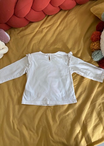 Kız Çocuk Beyaz Uzun Kollu Tişört - Görsel 7