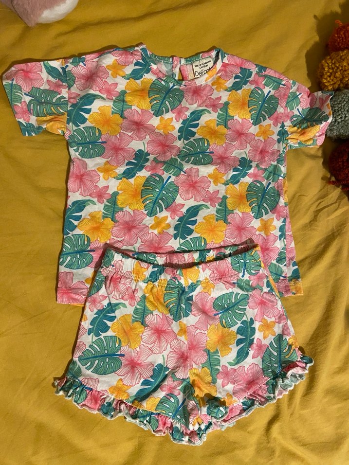 Çiçek Desenli Bebek Kız Takımı - Görsel 5