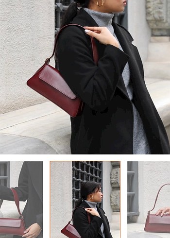 Bordo Deri Kadın Çantası - Görsel 2