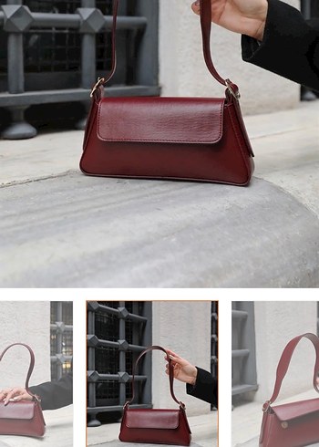 Bordo Deri Kadın Çantası - Görsel 3