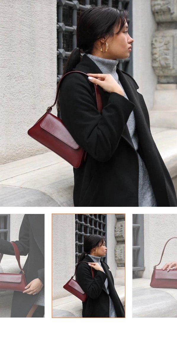 Bordo Deri Kadın Çantası - Görsel 2