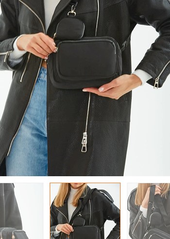 fermuarlı 2 bölmeli kol ve omuz çantası - Görsel 4