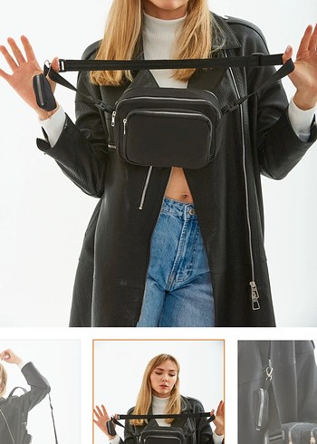 fermuarlı 2 bölmeli kol ve omuz çantası - Görsel 2