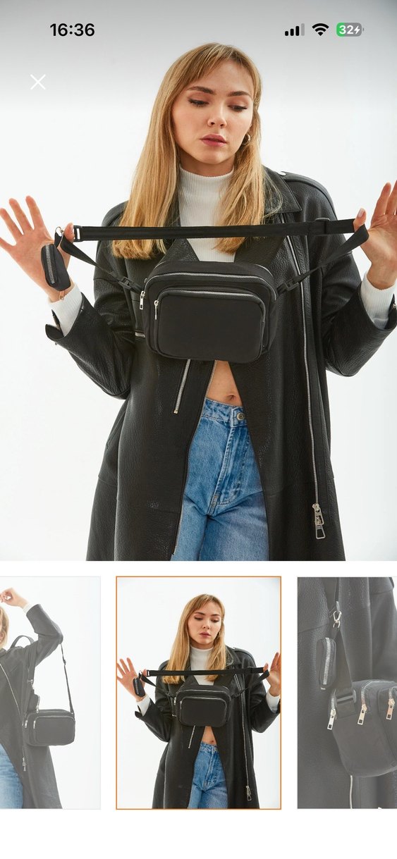 fermuarlı 2 bölmeli kol ve omuz çantası - Görsel 2