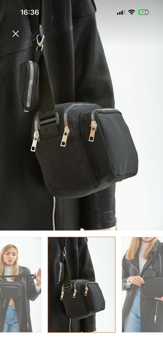 fermuarlı 2 bölmeli kol ve omuz çantası - Görsel 3