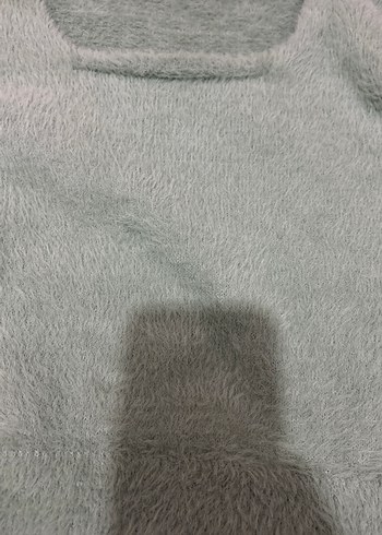 Yeşil kareYakalı Örgü yumuşacık Kadın Kazak - Görsel 2