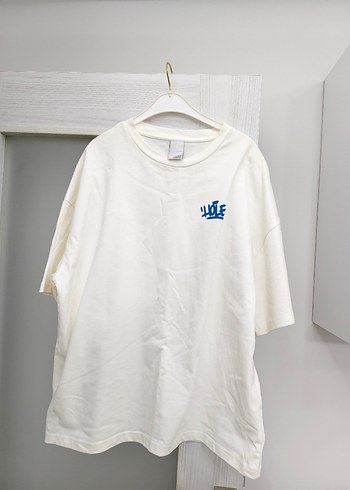 Beyaz Baskılı Oversize Erkek Tişört - Görsel 3