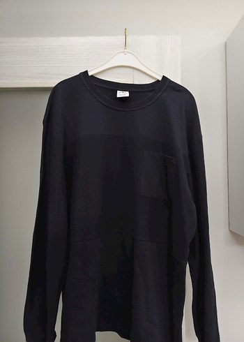 Erkek Siyah Keten Uzun Kollu Basic Tişört - Görsel 3