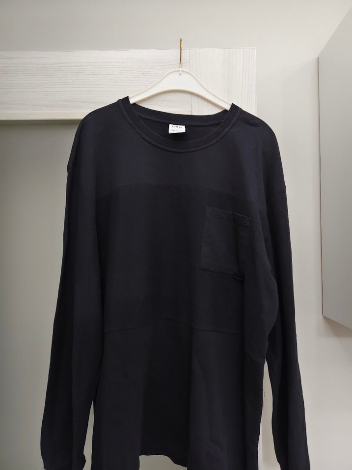 Erkek Siyah Keten Uzun Kollu Basic Tişört - Görsel 3