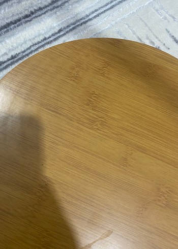 Bej Parlak Ahşap Yuvarlak Tabak Seti - Görsel 3