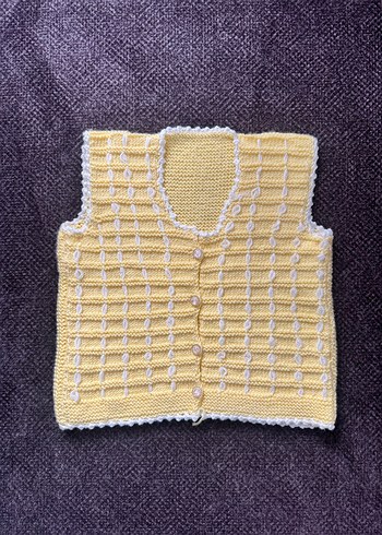 Sarı Bohem Örgü Kız Yeleği - Görsel 4