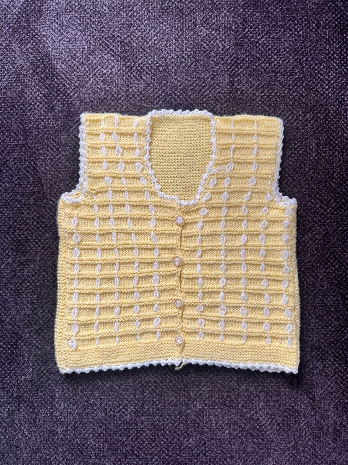 Sarı Bohem Örgü Kız Yeleği - Görsel 4