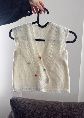 Kız Çocuk Bohem Beyaz Triko Süveter - Görsel 2