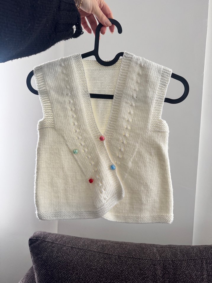 Kız Çocuk Bohem Beyaz Triko Süveter - Görsel 2