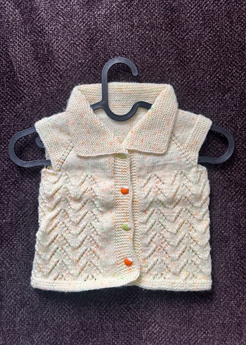 Kız Çocuk Sarı Örgü Yelek - Görsel 2