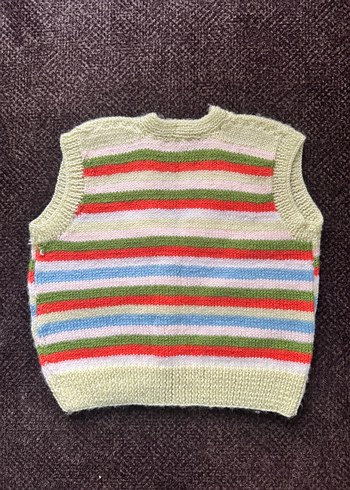 Çok Renkli Kız Çocuk V Yaka Triko Yelek - Görsel 3