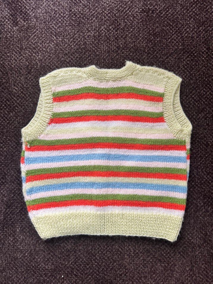 Çok Renkli Kız Çocuk V Yaka Triko Yelek - Görsel 3