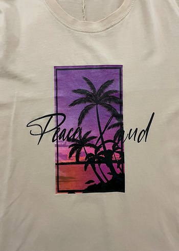 Bej Pamuklu Baskılı Erkek/Kadın Tişört - Görsel 3