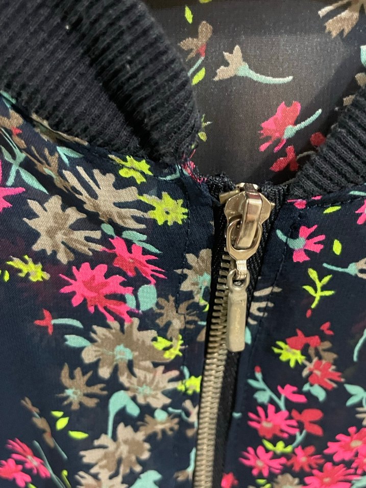 Çiçek Desenli Fermuarlı Kadın Ceket - Görsel 2